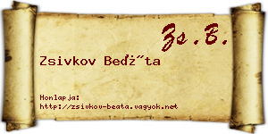 Zsivkov Beáta névjegykártya